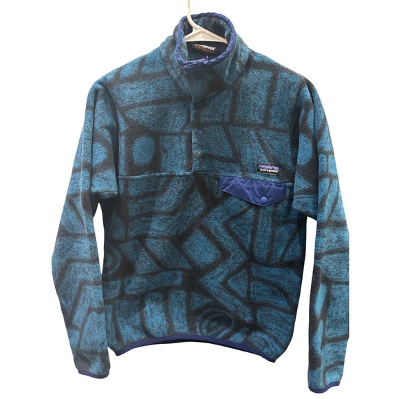 Patagonia Synchilla Snap-T Fleece Pullover Mens XS Blue Black Aztec Stone Y2K